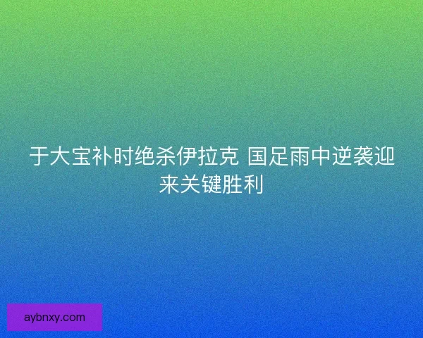 于大宝补时绝杀伊拉克 国足雨中逆袭迎来关键胜利