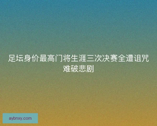 足坛身价最高门将生涯三次决赛全遭诅咒难破悲剧