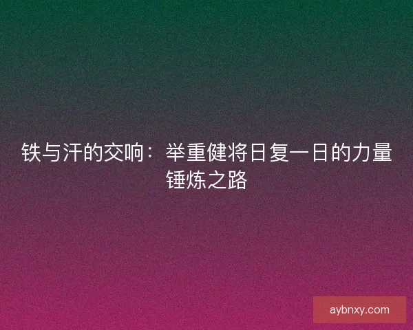铁与汗的交响:举重健将日复一日的力量锤炼之路 铁与汗的交响:举重健将日复一日的力量锤炼之路