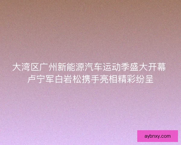 大湾区广州新能源汽车运动季盛大开幕 卢宁军白岩松携手亮相精彩纷呈 大湾区广州新能源汽车运动季盛大开幕 卢宁军白岩松携手亮相精彩纷呈